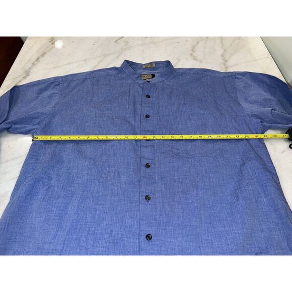 Mosa for Oaktree Mens XL Blue Button Down Low Collar Shirt Cotton - Picture 14 of 14